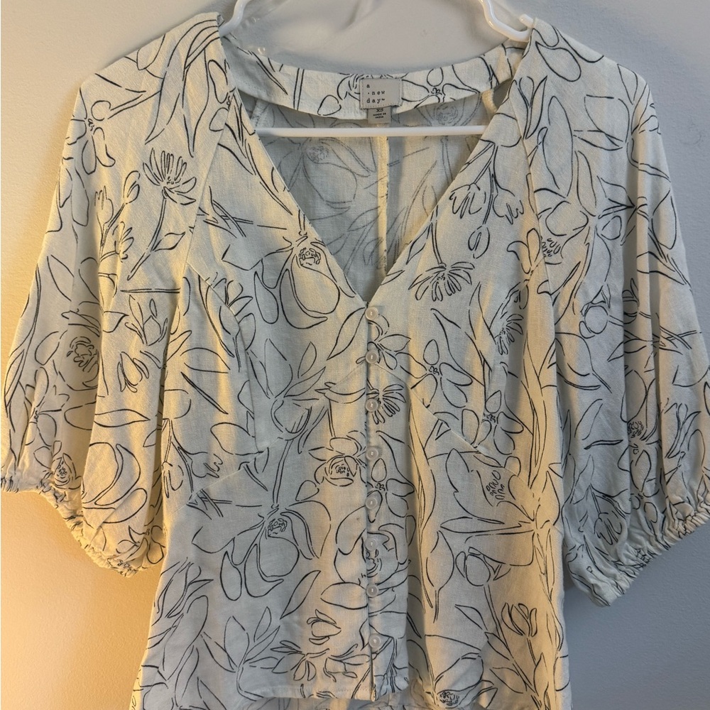A New Day Black Floral Blouse